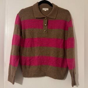 Roller Rabbit alpaca blend Pink and Brown Striped Sweater size S (i132)